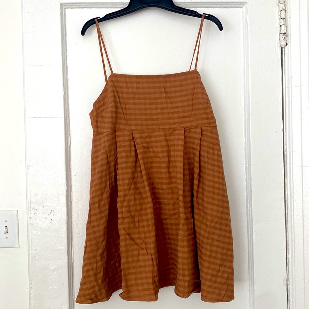 Check tank dress brown